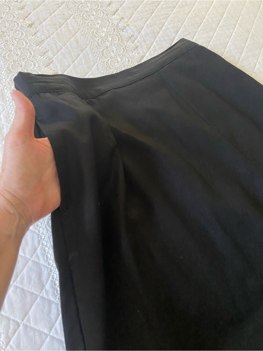 Time and Tru Black Linen Blend Pull On Midi Skirt with Front Slit Size Medium - Picture 8 of 14